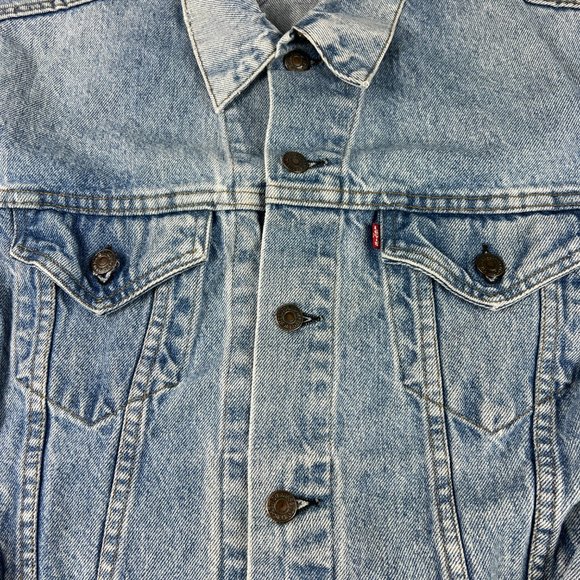 VTG Levi's Jean Jacket Adult 48 Large Blue Trucker Faded Distressed Denim USA - Picture 6 of 16